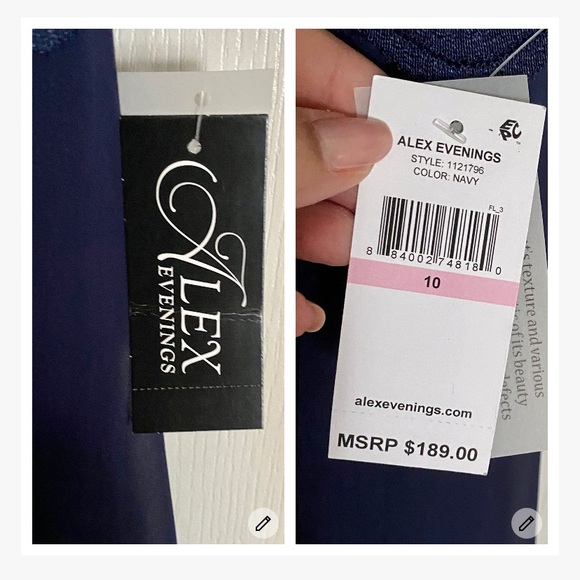 NWT Alex Evenings dress, Navy blue, Size 10 - Picture 6 of 9